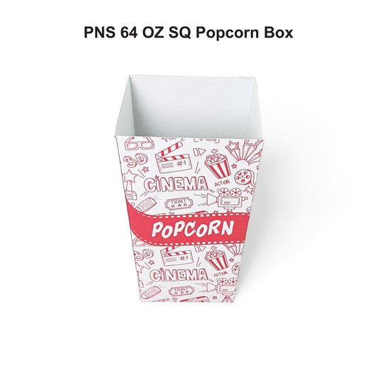 PNS 64 OZ Square Popcorn Box
