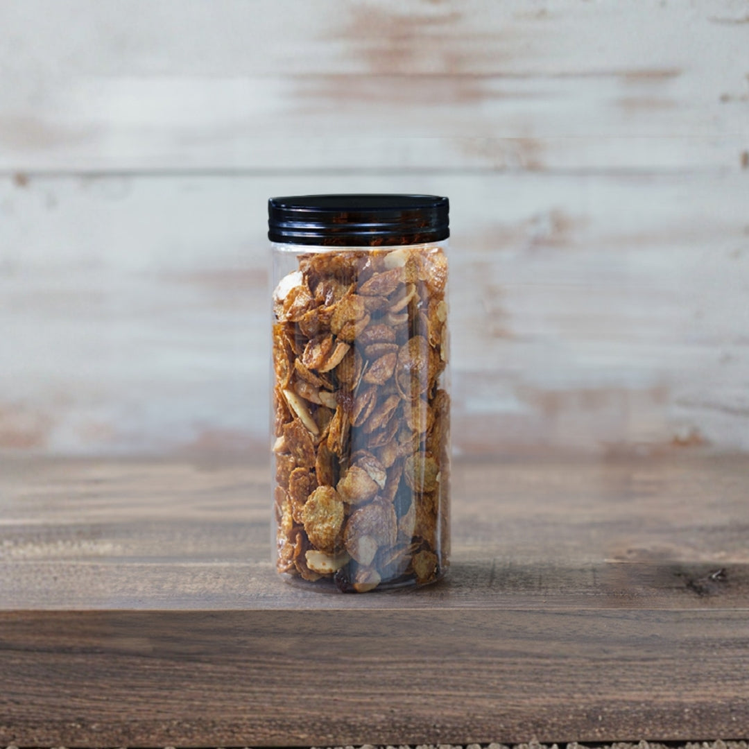 Cookies Jar 600ml PET Jar with Black Cap (73mm Top Dia)