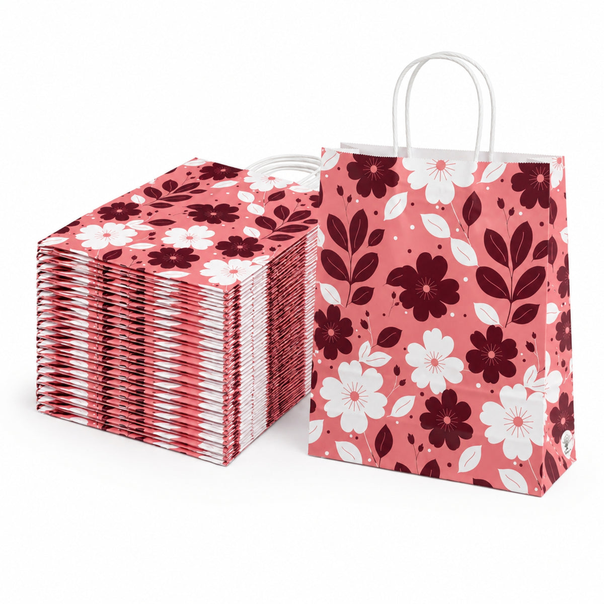 10x4x14 Gift Carry Bag (Pink floral print)