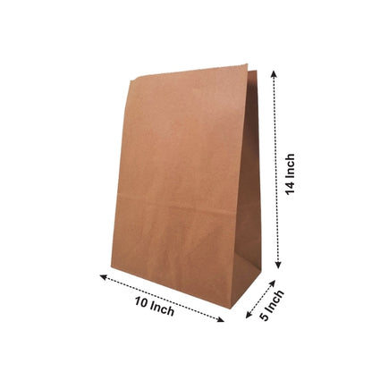 10x5x14" Brown SOS MF Kraft Bag – 80 GSM, 24 BF