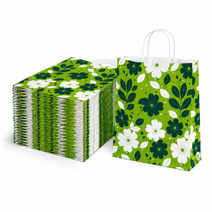 10x4x14 Gift Carry Bag (Green floral print)