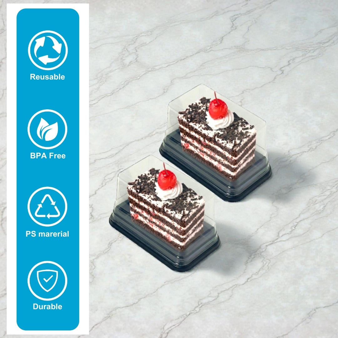 PNS 1160 Pastry Rectangle HIPS Black Tray with PET Dome Lid