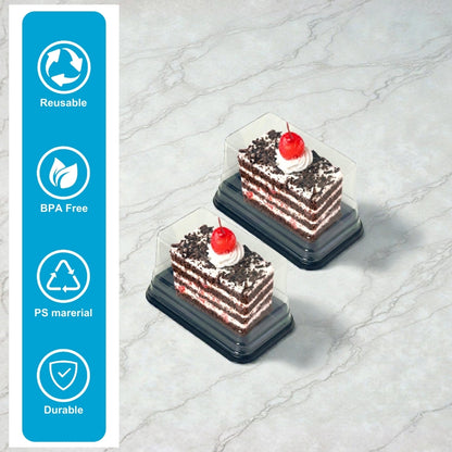 PNS 1160 Pastry Rectangle HIPS Black Tray with PET Dome Lid