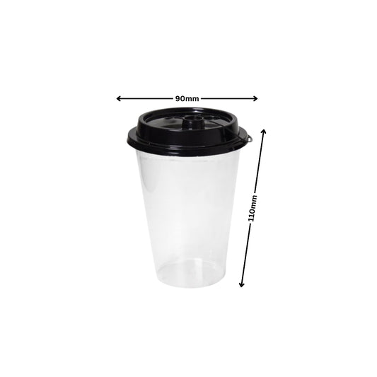 350ML Paknserve reusable sipper container with Black Lid (90 Dia)