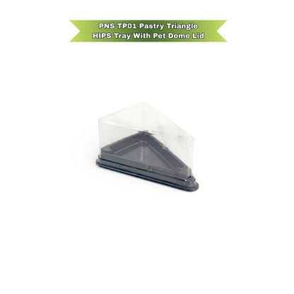 PNS TP01 Pastry Triangle HIPS Tray with PET Dome Lid