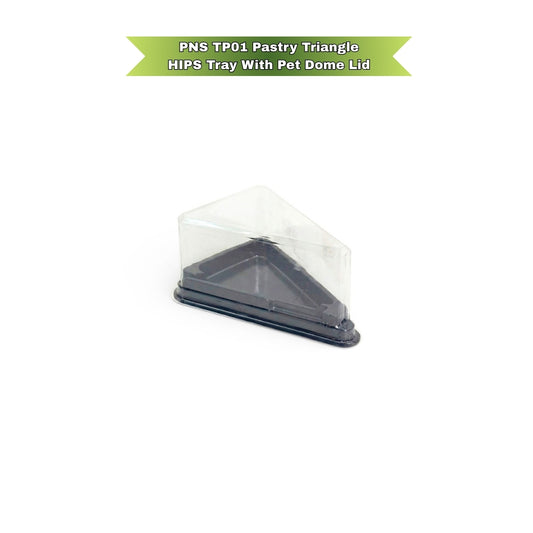 PNS TP01 Pastry Triangle HIPS Tray with PET Dome Lid