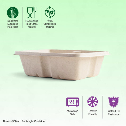 Bumboo Anti-Leak 500ml Rectangle Container with lid
