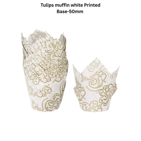 Tulip Muffin White & White Printed