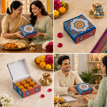 100 g Blue Printed Mithai Box Paper – Paknserve