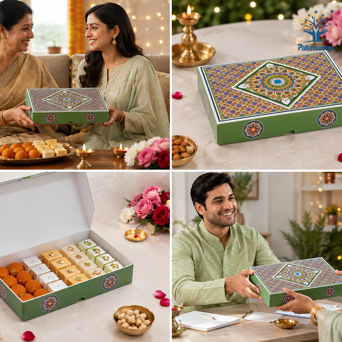 100 g Green Printed Mithai Box Paper – Paknserve