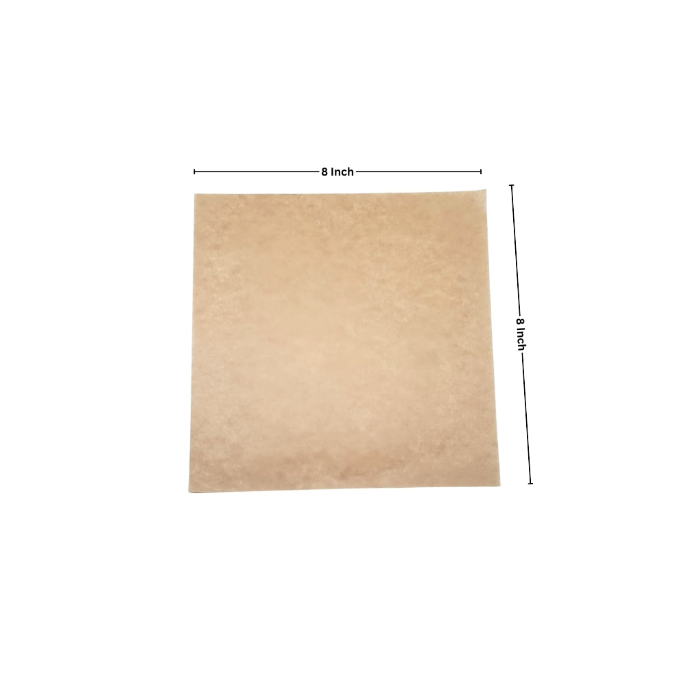 Ecowrap plain Cut Sheet 8 x 8 inch Brown color (250 Sheets) Butter Paper