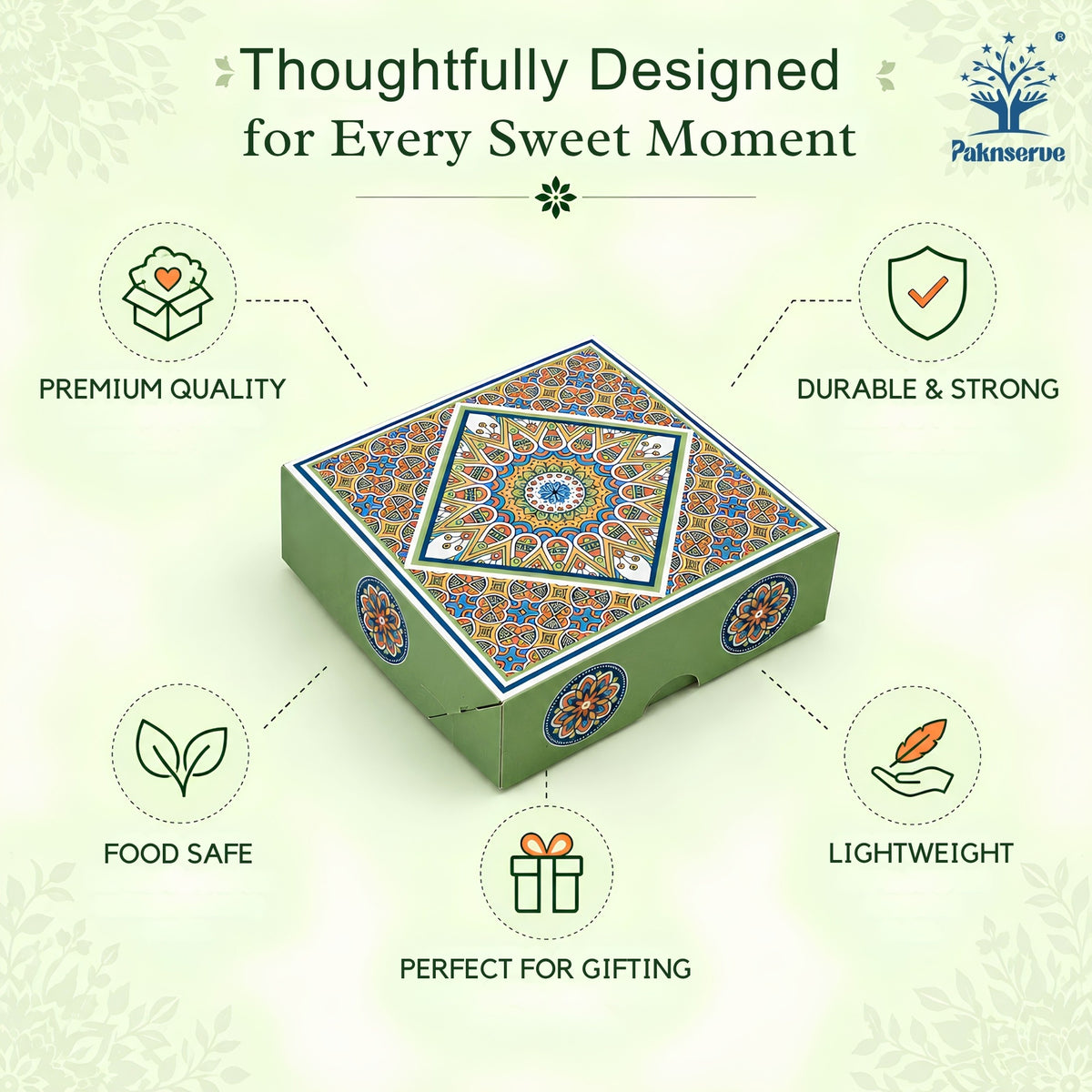 100 g Green Printed Mithai Box Paper – Paknserve