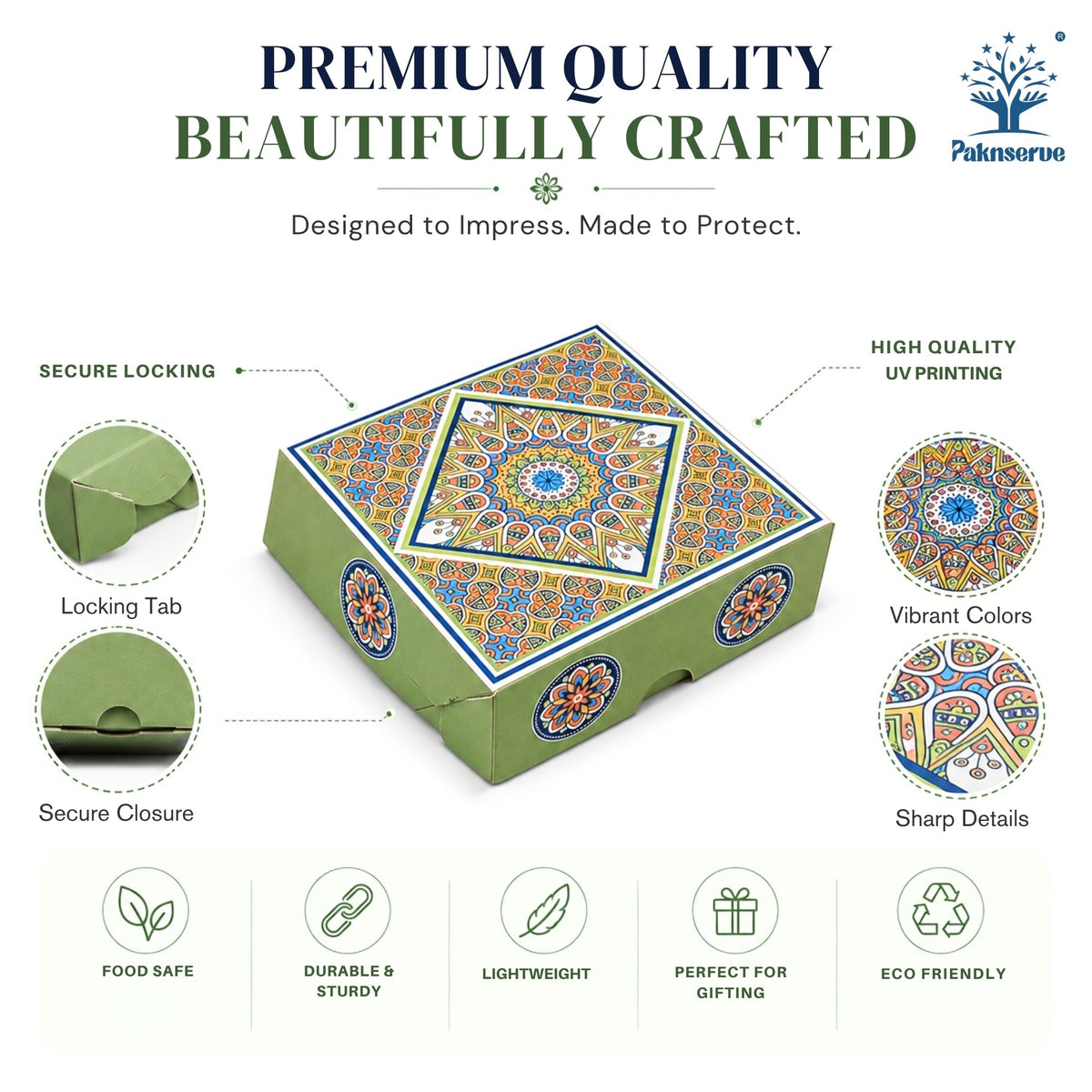 100 g Green Printed Mithai Box Paper – Paknserve