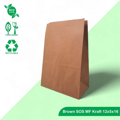 12x5x16" Brown SOS MF Kraft Bag – 80 GSM, 24 BF (Copy)