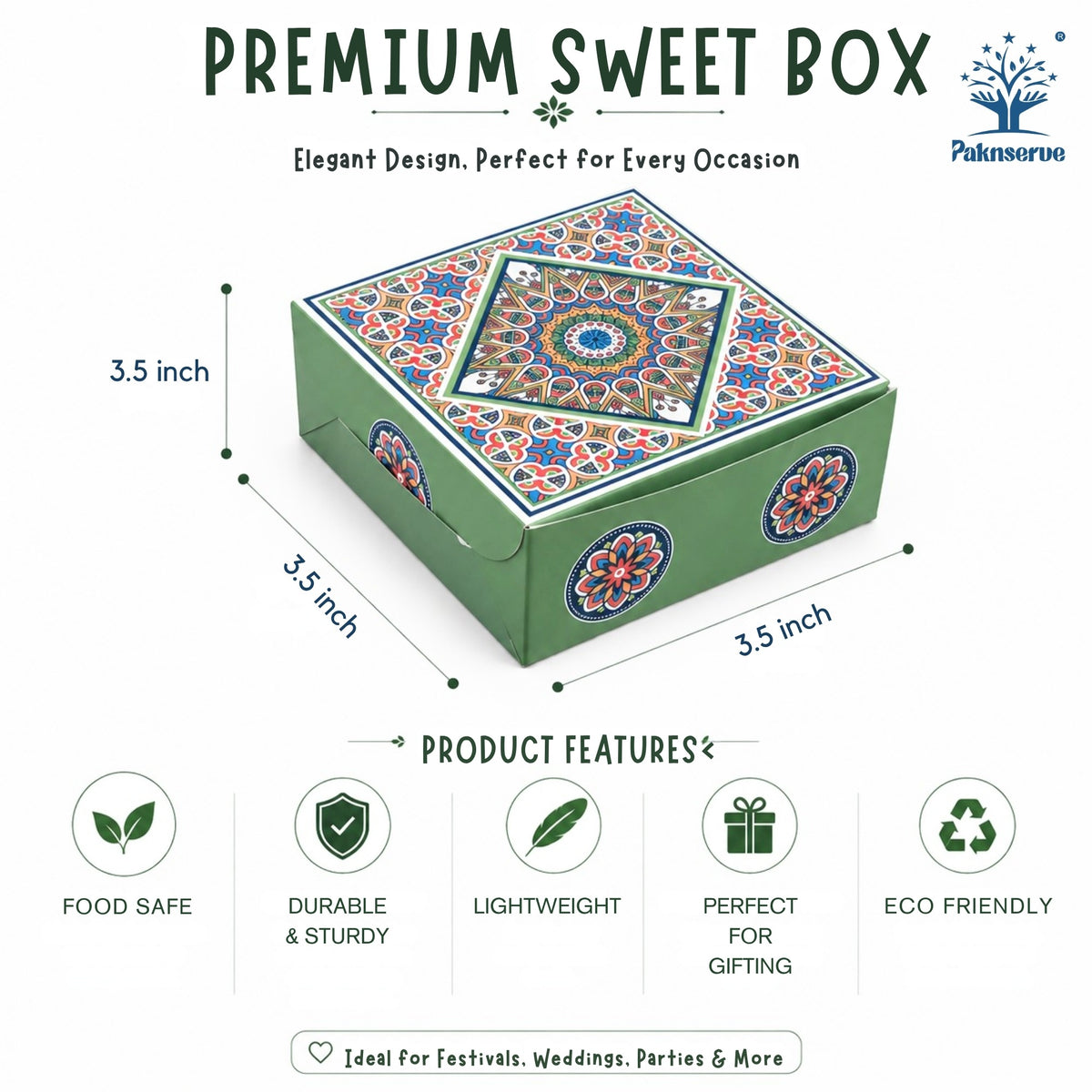 100 g Green Printed Mithai Box Paper – Paknserve