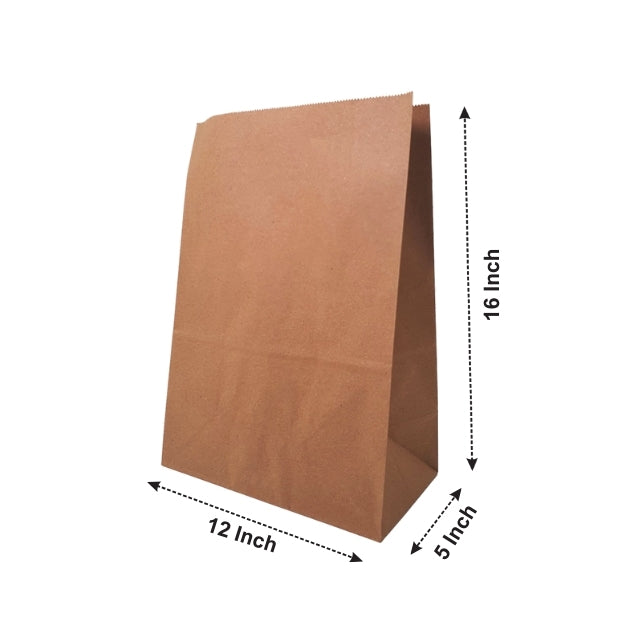 12x5x16" Brown SOS MF Kraft Bag – 80 GSM, 24 BF (Copy)