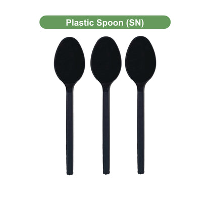 Plastic Spoon SN Black 5.5in