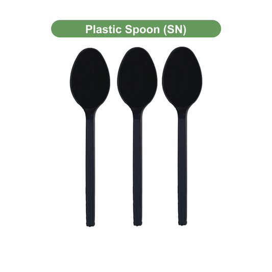 Plastic Spoon SN Black 5.5in