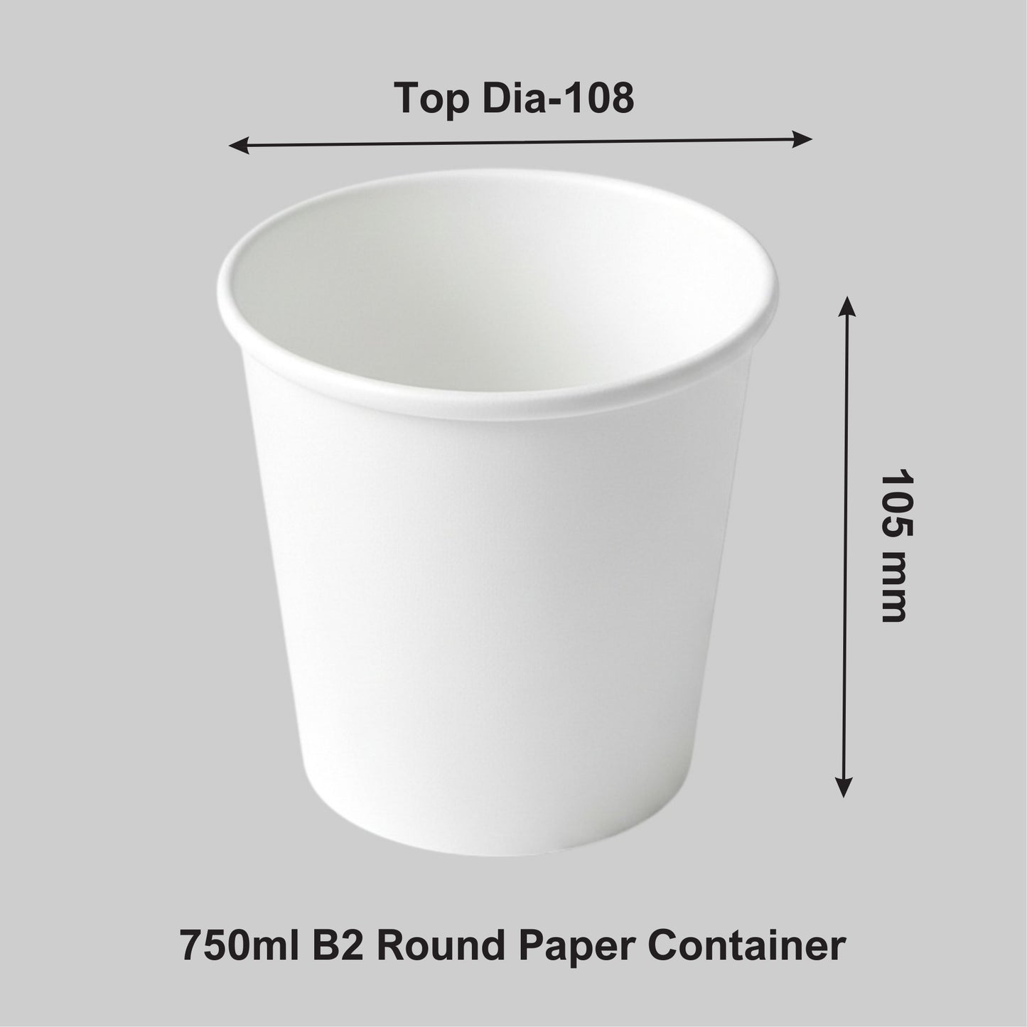 500 ML B2 White Round Paper Container