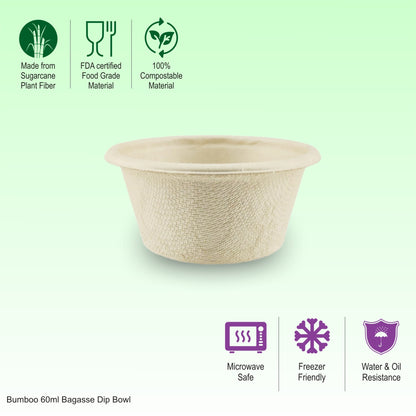 Bumboo 60ml Bagasse Dip Bowl with lid