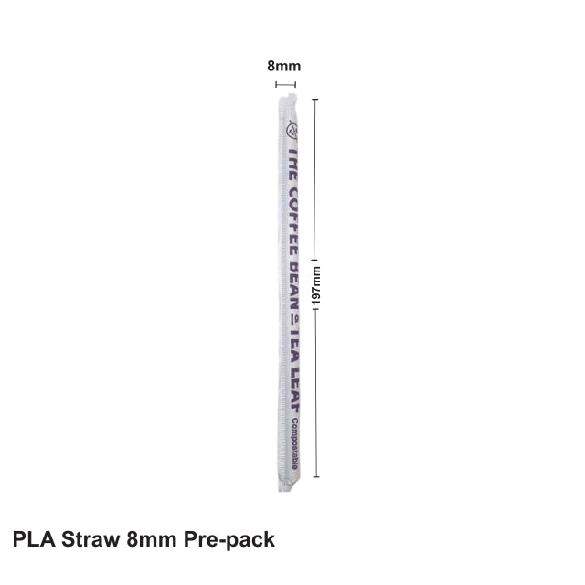 Compostable PLA Straw 8mm Pre-pack