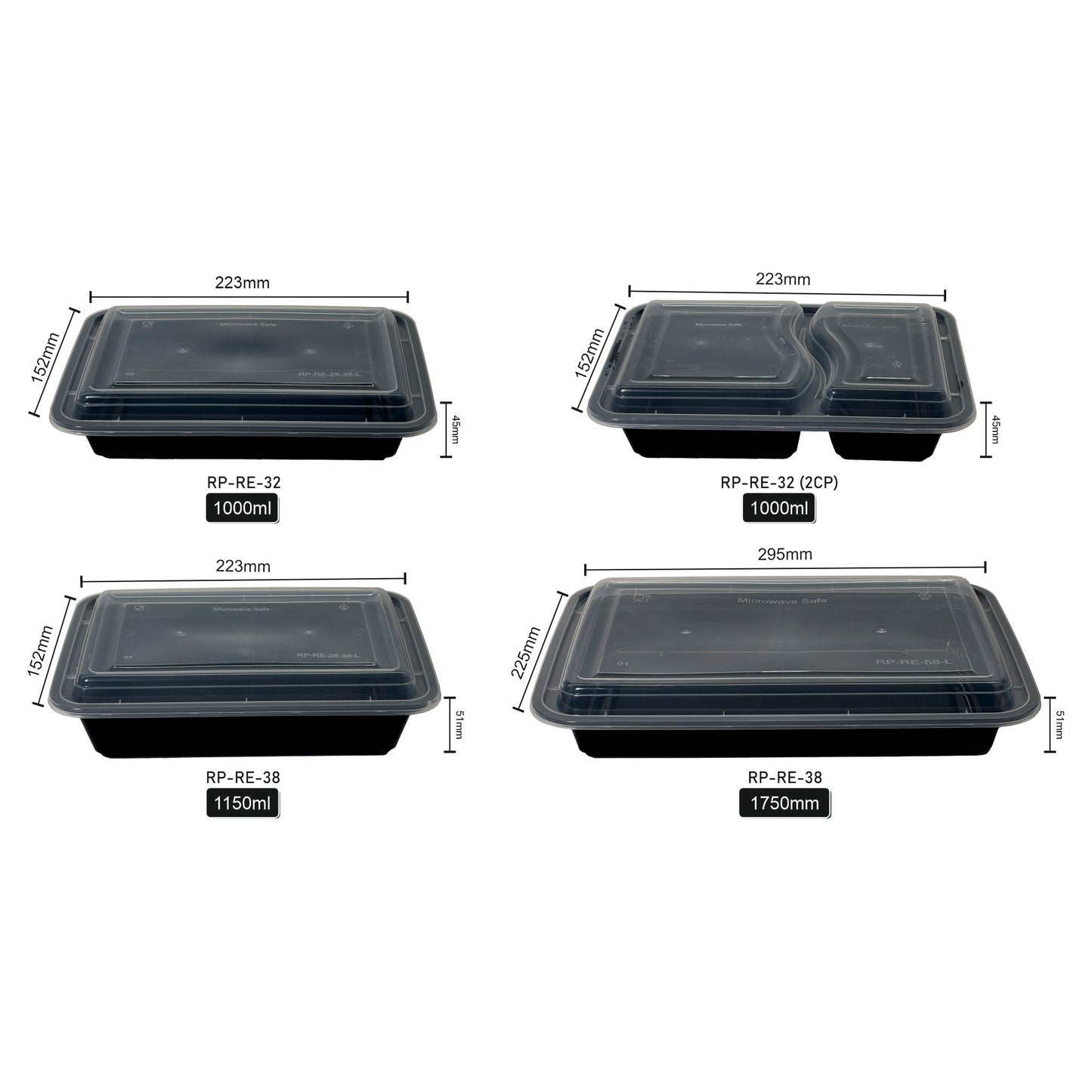 1000 ml RE 2CP Rectangular Container RP-RE-32-2CP