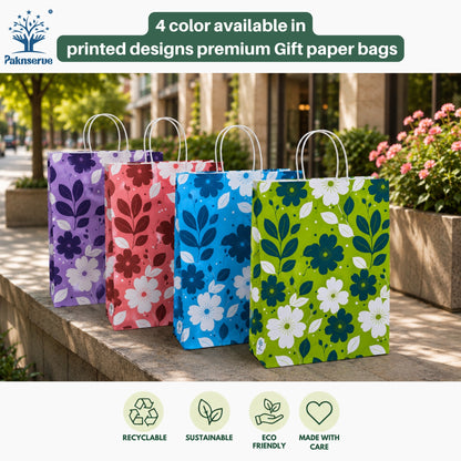10x4x14 Gift Carry Bag (Green floral print)