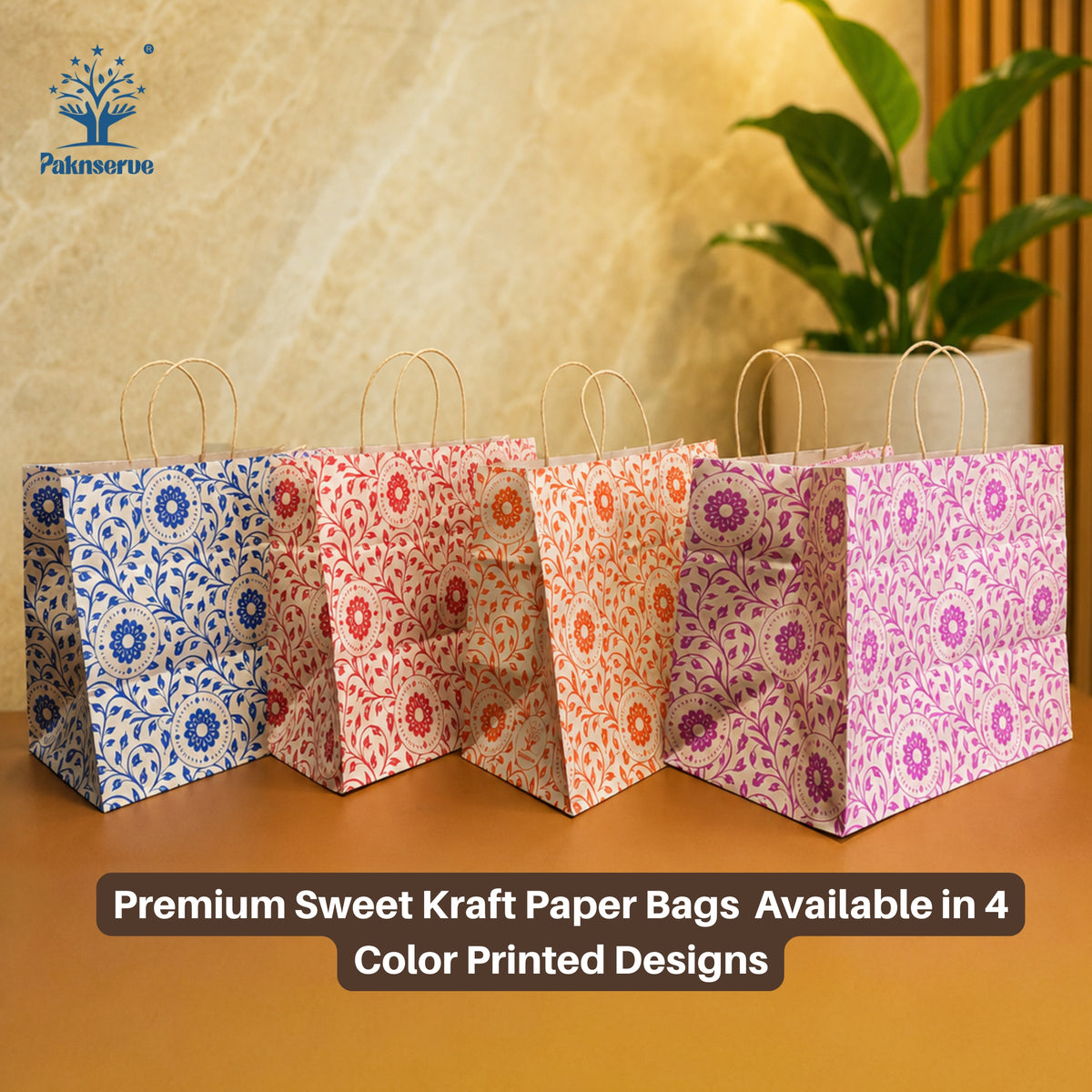 13x7x10 Sweet Carry Bag Kraft  (Floral Red Color )