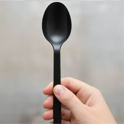 Plastic Spoon SN Black 5.5in