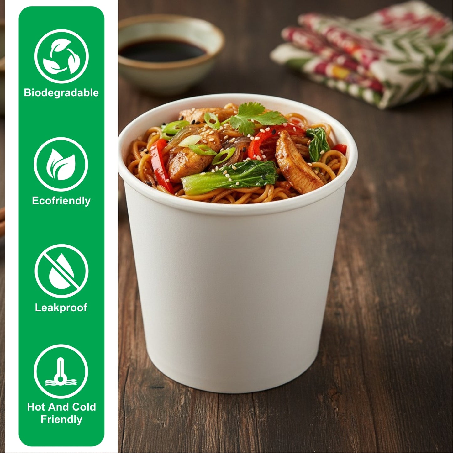 500 ML B2 White Round Paper Container
