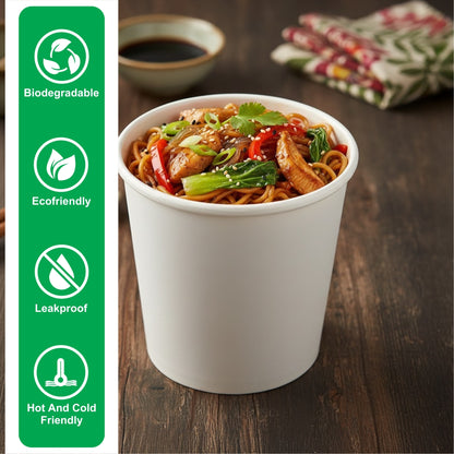 500 ML B2 White Round Paper Container
