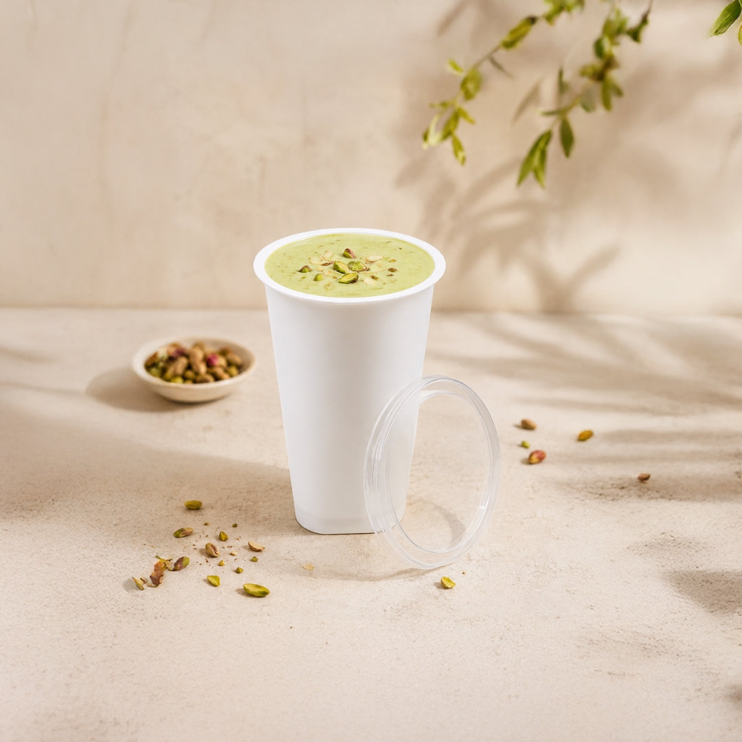 200ml SQ Lassi White PP Cup with Transparent Lid