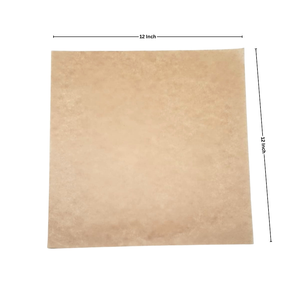 Ecowrap Plain Cut Sheet 12 X 12 inch inch Brown color (250 Sheets) Butter Paper