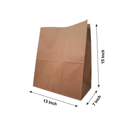 13x7x15" Brown SOS MF Kraft Bag – 80 GSM, 24 BF