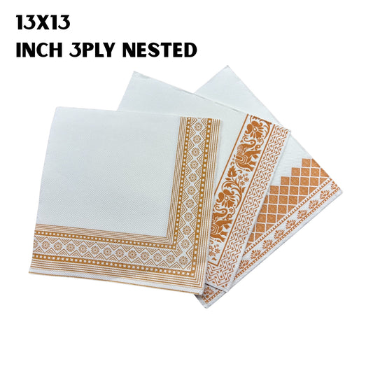 Dinner Tissue 13x13 3 Ply Nested – Ethnic Border Design