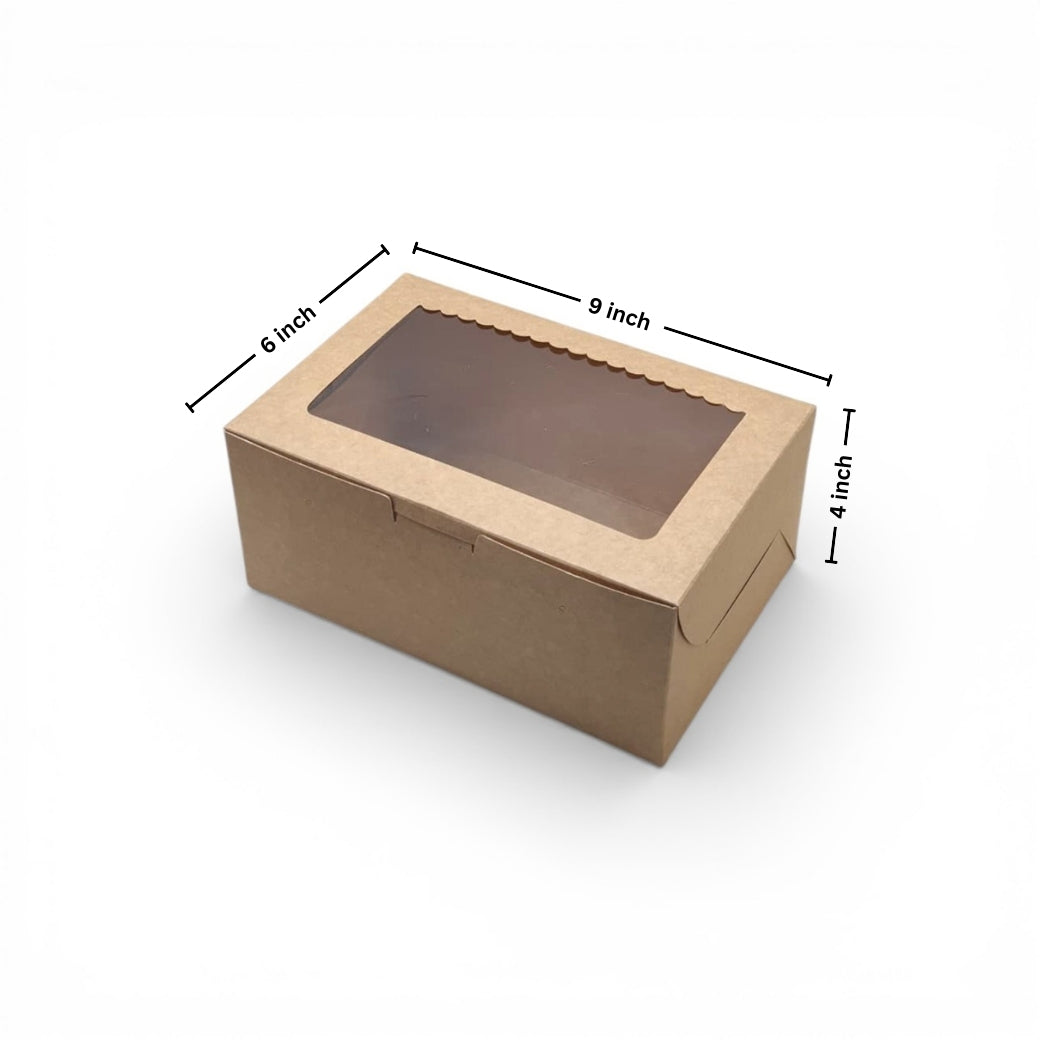 Kraft 9x6x4 Window Cupcake Box with Insert