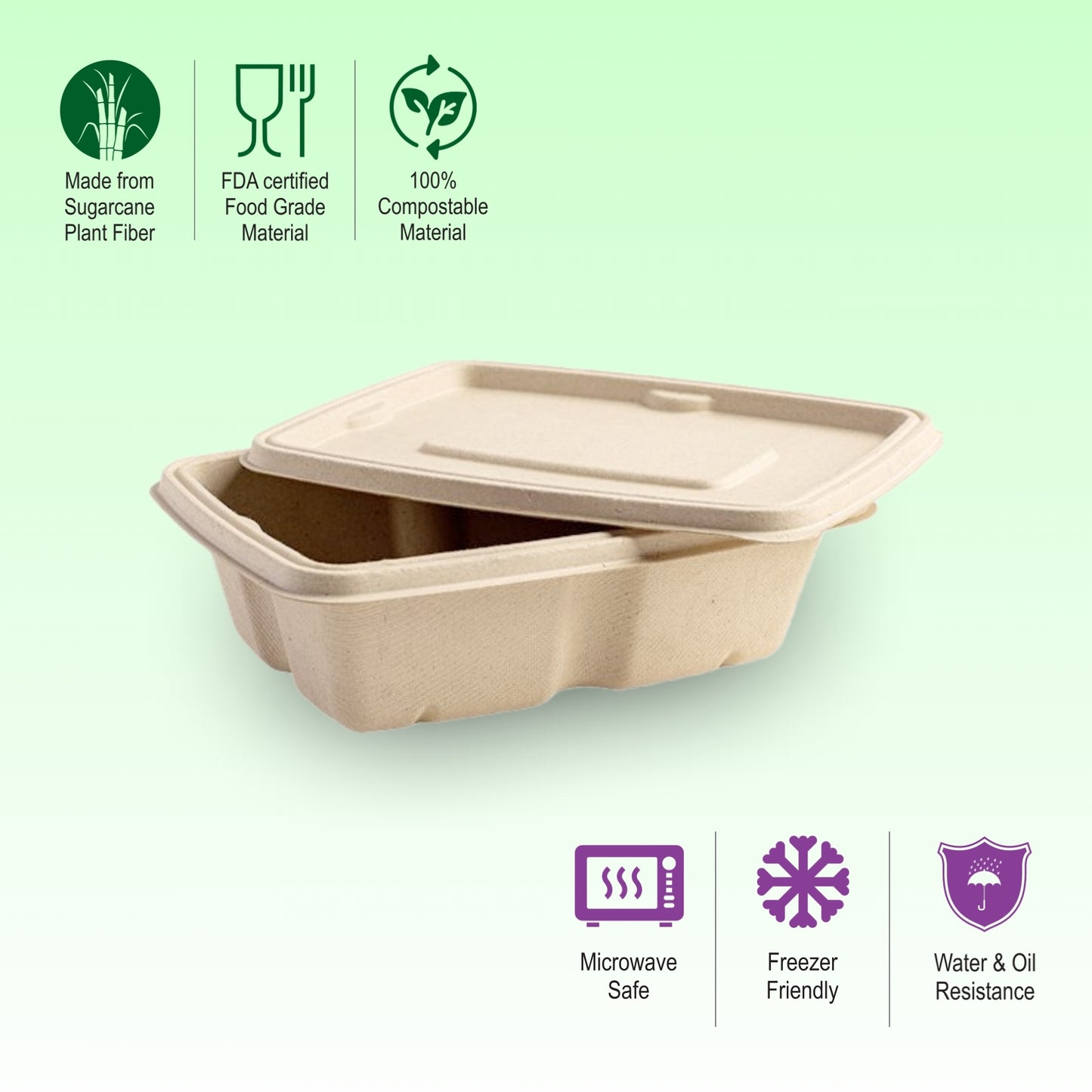 Bumboo Anti-Leak 650ml Rectangle Container with lid