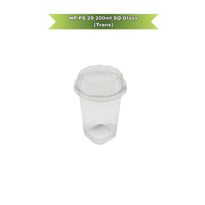 NP PS 29 SQ Glass Container 200ml (Transparent) With Lid