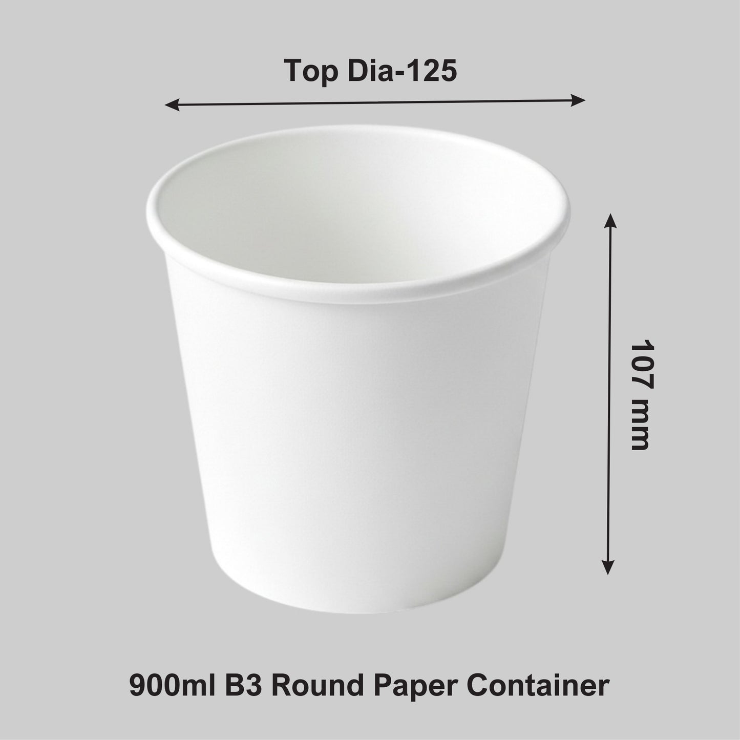 900 ML B3 White Round Paper Container