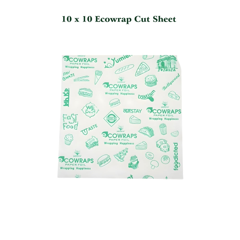 Ecowrap Printed Cut Sheet 10 x 10 inch Green color (250 Sheets) Butter Paper