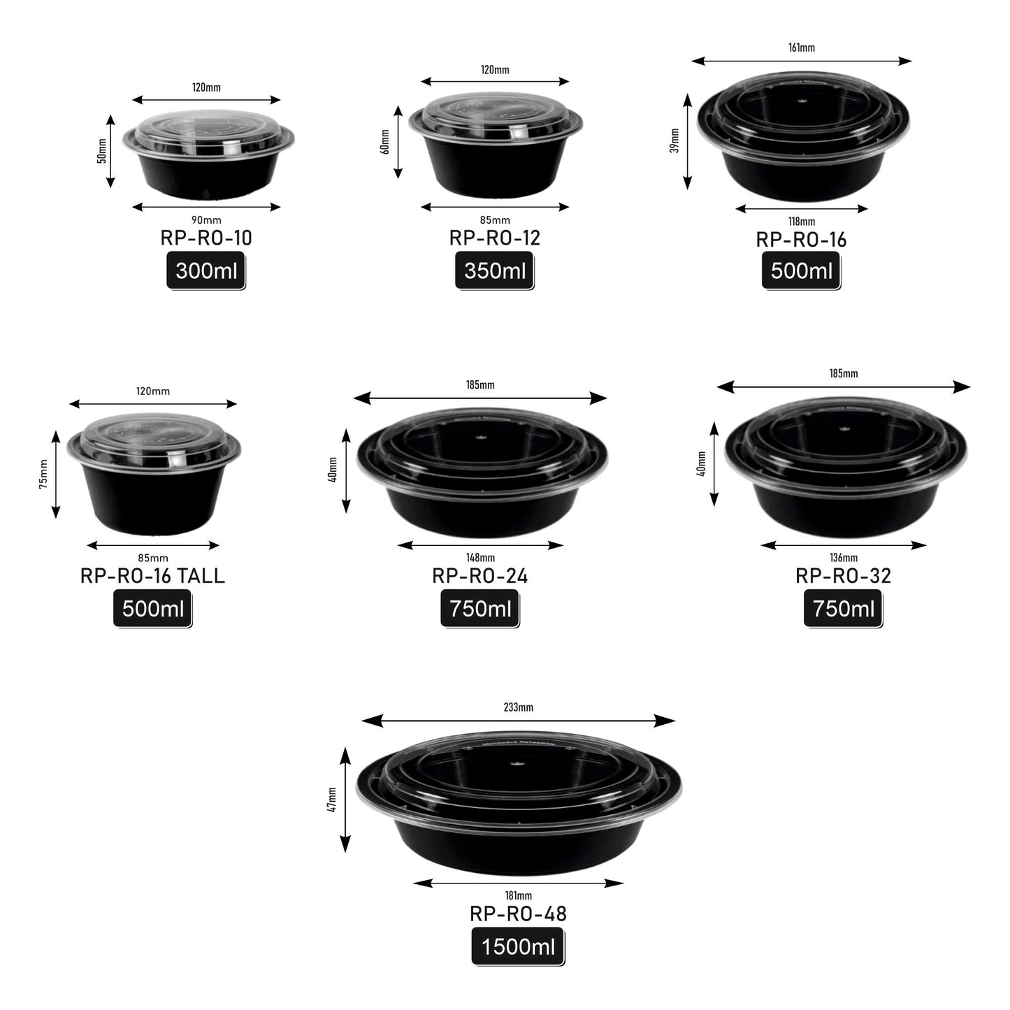 500 ml RO Tall Round Container RP-RO-16