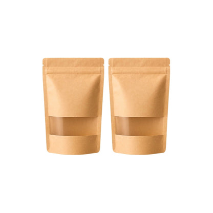 Stand Up Zipper Brown Kraft Paper Pouch with Window – 4 x 6