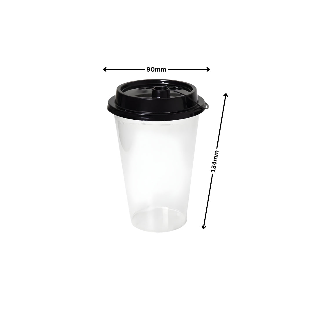 500ML Paknserve reusable sipper container with Black Lid (90 Dia) Sipper Cup for boba & matcha