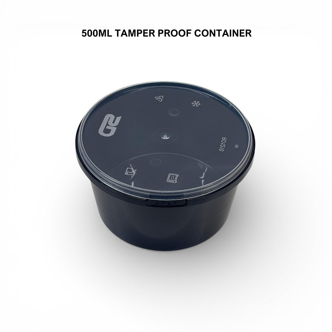 500ml Black Tamper Proof Round Container with Lid