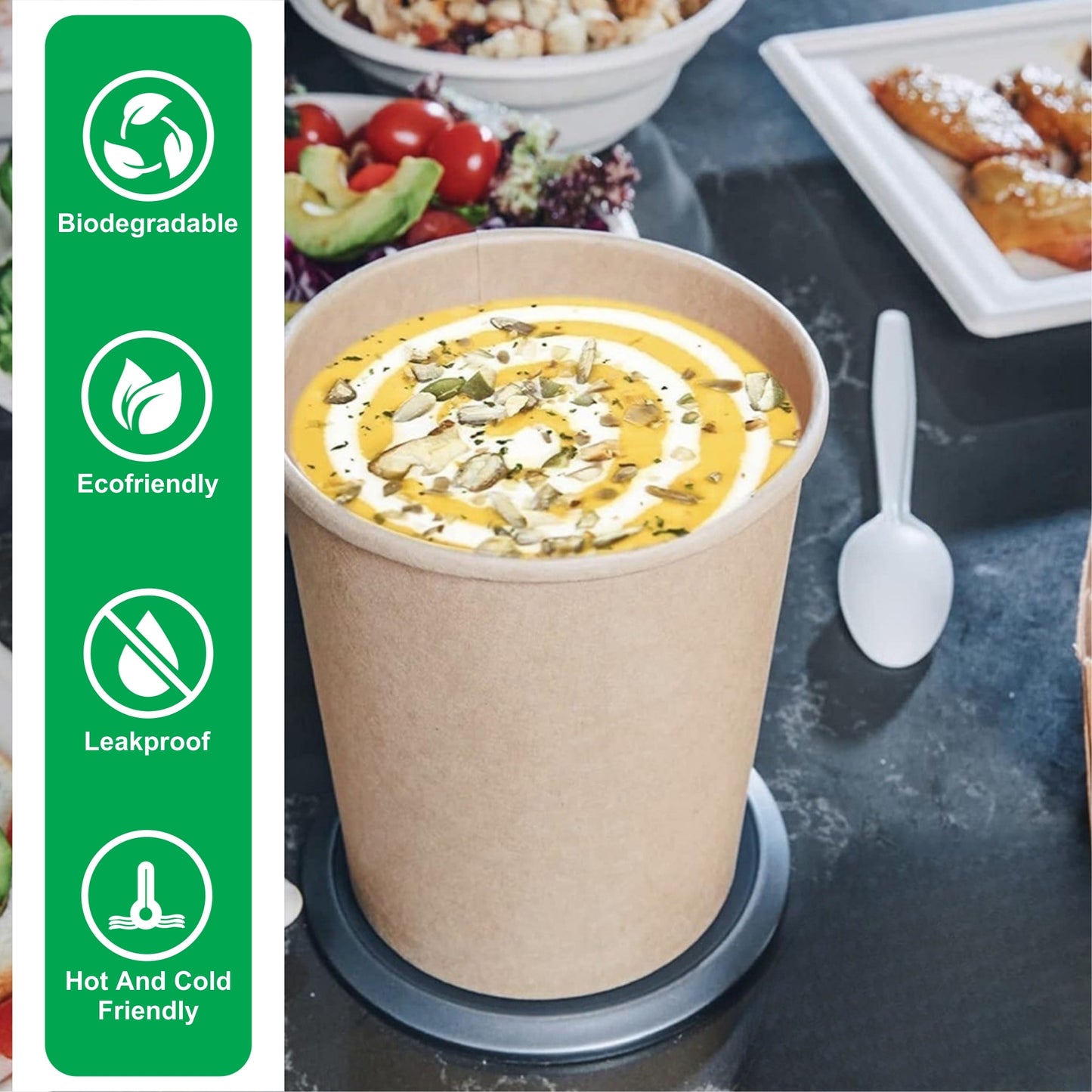 1000 ml Kraft Round Paper Container