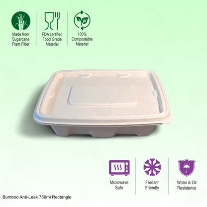 Bumboo Anti-Leak 750ml Rectangle Container with lid