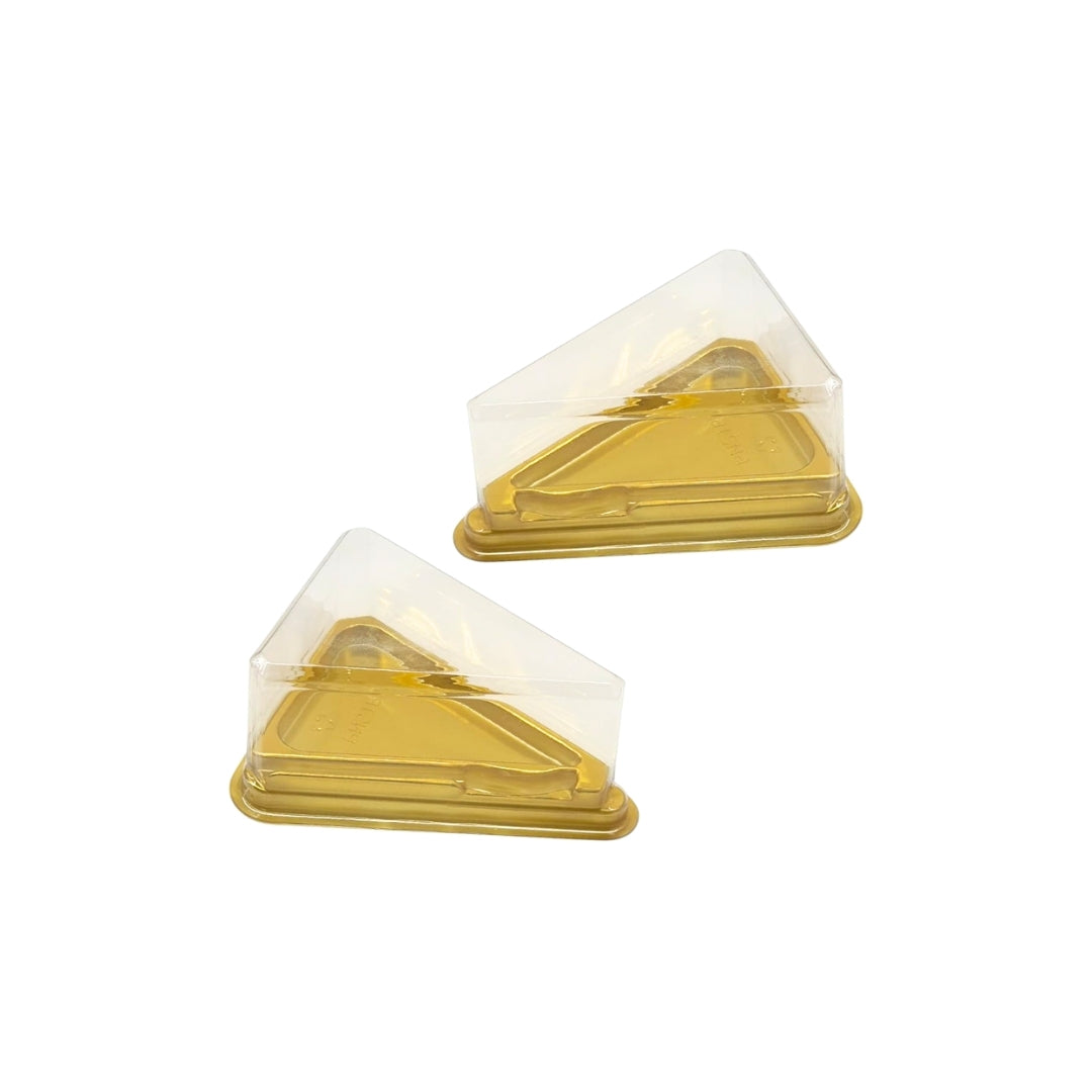 PNS TP01 Pastry Triangle HIPS Golden Tray with PET Dome Lid