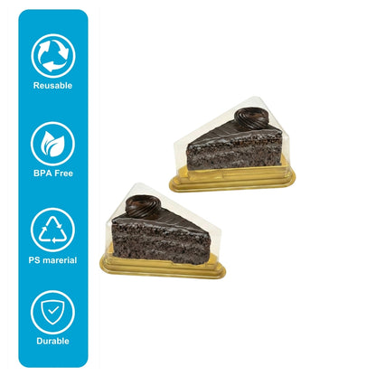 PNS TP01 Pastry Triangle HIPS Golden Tray with PET Dome Lid