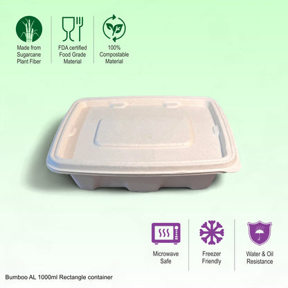 Bumboo Anti-Leak 1000ml Rectangle Container with lid
