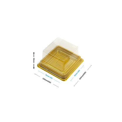 PNS 8080 Pastry Square HIPS Golden Tray with PET Dome Lid